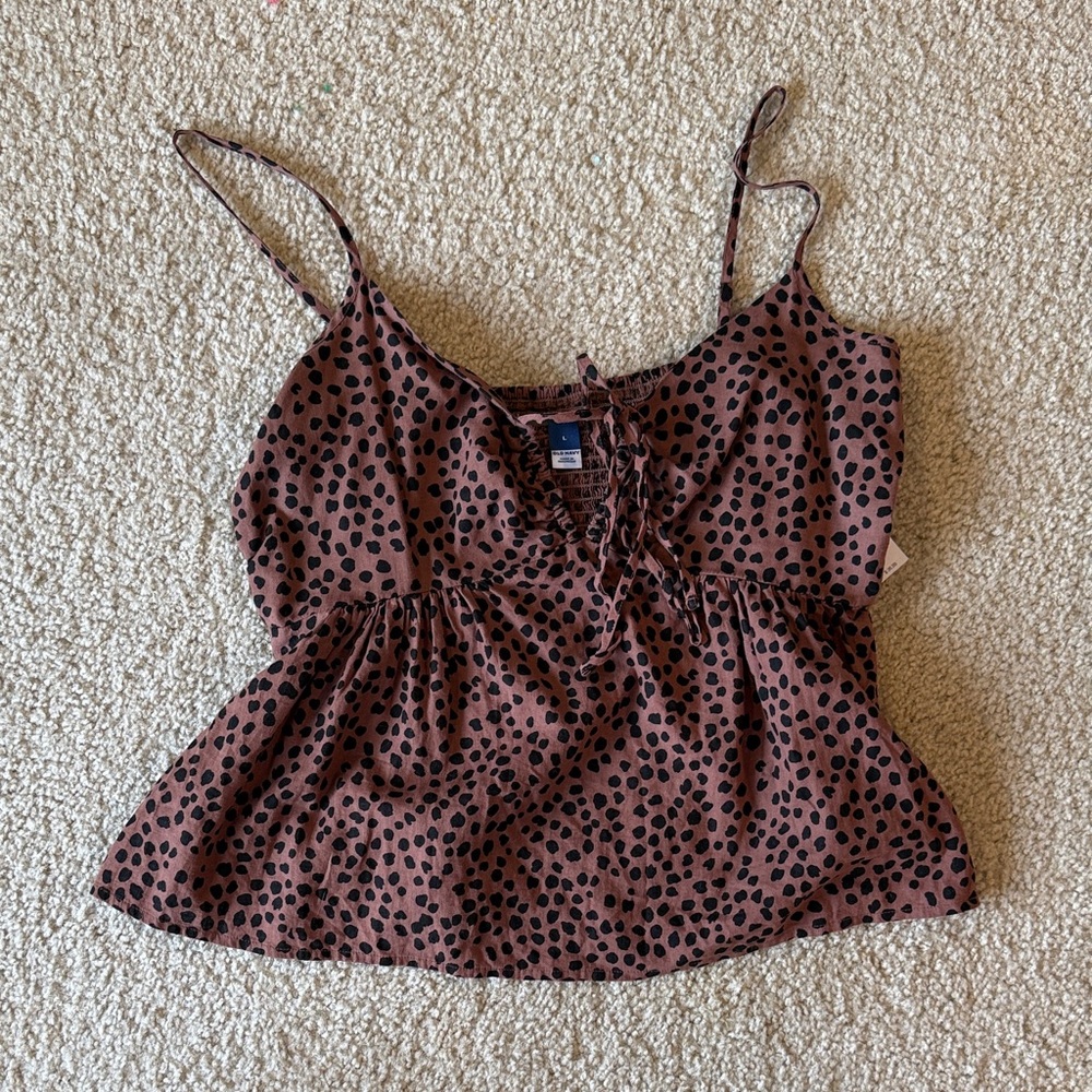 Old Navy Brown and Black Spotted Camisole